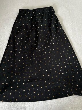 Navy A-Line Skirt with Floral Print